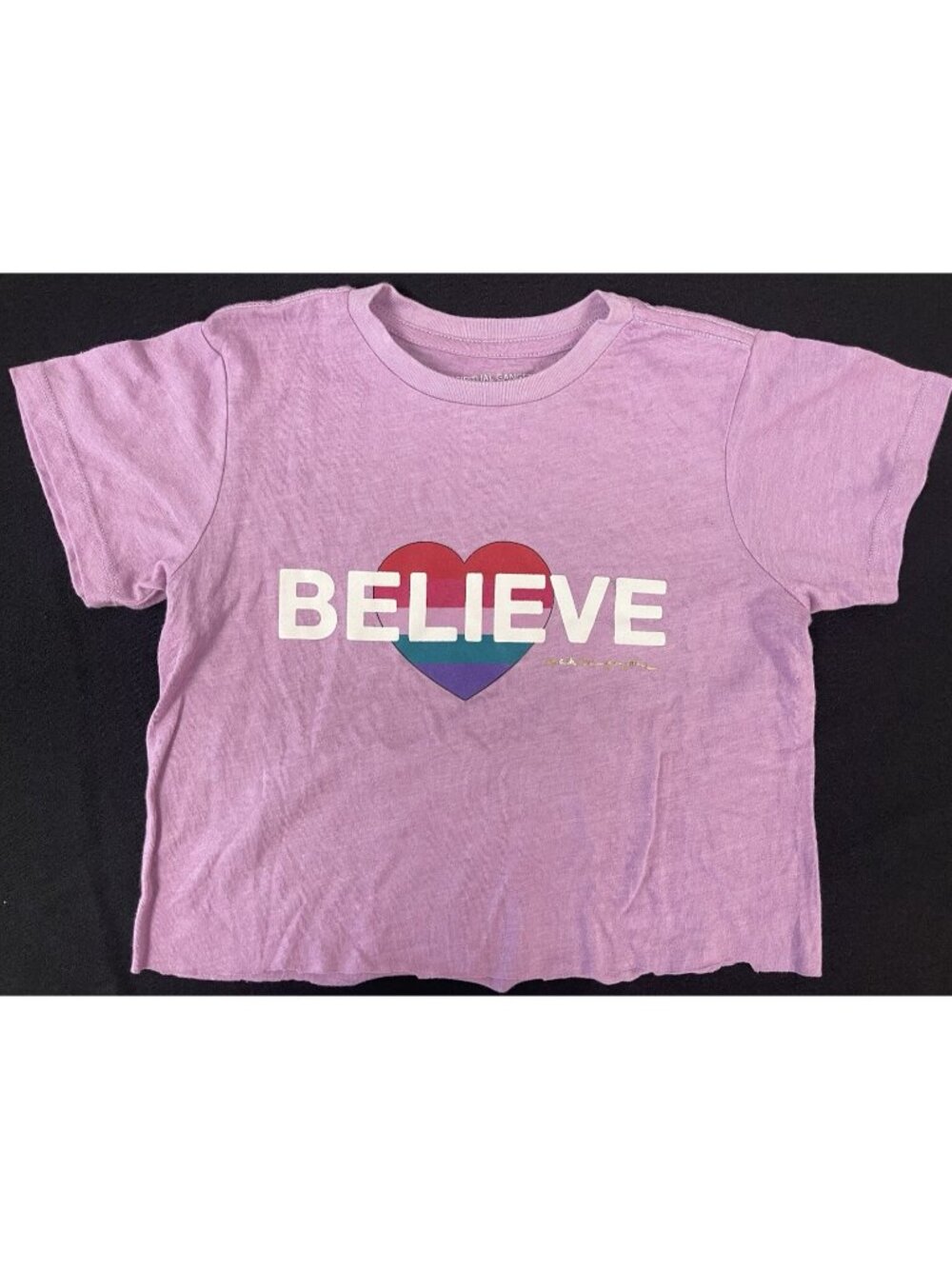 Spiritual Gangster Girls Graphic Tee “Believe” Purple Crewneck Size 10 S